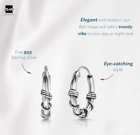 أمبرتا المرأة 925 الفضة الاسترليني هوب أقراط بالي in Kuwait