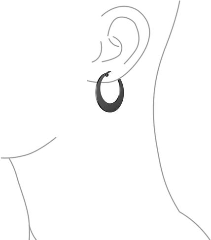 Personalize Geometric Fashion Big Flat Oval Hoop Earrings For Women Teen Black IP Or Rose Gold Plated Stainless Steel 1.25 Inch Diameter in Saudi Arabia