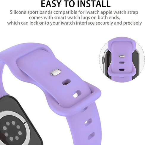 Watch Band Compatible with Apple Watch Series 38mm 40mm 41mm 42mm 44mm 45mm 49mm SE Series Ultra | Sport Bands Waterproof Strap with Soft Silicone in Saudi Arabia