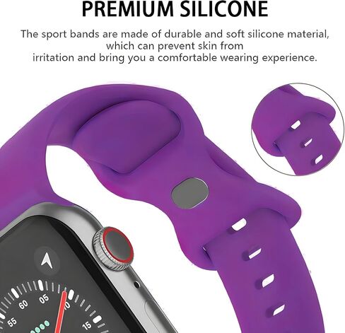 Watch Band Compatible with Apple Watch Series 38mm 40mm 41mm 42mm 44mm 45mm 49mm SE Series Ultra | Sport Bands Waterproof Strap with Soft Silicone in Kuwait