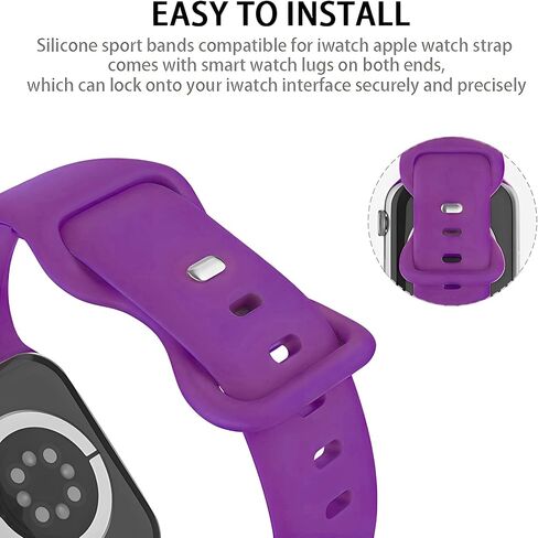 Watch Band Compatible with Apple Watch Series 38mm 40mm 41mm 42mm 44mm 45mm 49mm SE Series Ultra | Sport Bands Waterproof Strap with Soft Silicone in Kuwait