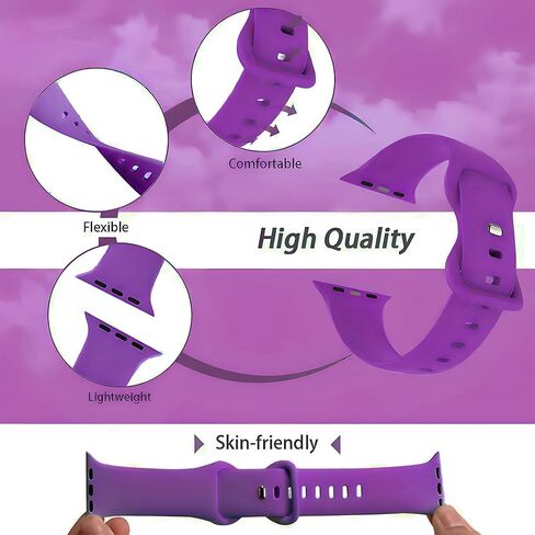 Watch Band Compatible with Apple Watch Series 38mm 40mm 41mm 42mm 44mm 45mm 49mm SE Series Ultra | Sport Bands Waterproof Strap with Soft Silicone in Kuwait