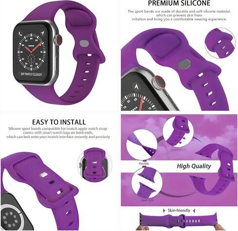 Watch Band Compatible with Apple Watch Series 38mm 40mm 41mm 42mm 44mm 45mm 49mm SE Series Ultra | Sport Bands Waterproof Strap with Soft Silicone in Kuwait