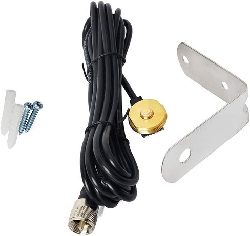 HYS NMO Antenna Mount with 4m (13.1ft) RG58 Cable with UHF-Male Connector and L Shape Fender Mount for Mobile Radio Transceiver in Saudi Arabia