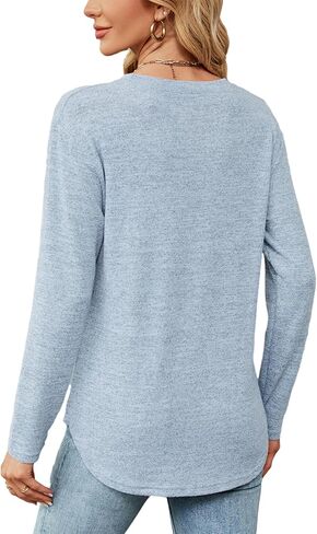 AYIFU Womens Long Sleeve Shirts Crewneck Casual Loose Fit Tunic Tops in Kuwait