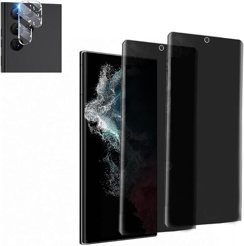 [2 +1] عبوة من الزجاج المقوى للخصوصية مصممة لهاتف Galaxy S22 Ultra 5G مقاس 6.8 بوصة مع قطعة واحدة من واقي عدسة الكاميرا من الزجاج المقوى، وقطعتين من طبقة الزجاج المقوى المضادة للخدش بصلابة 9H in Kuwait