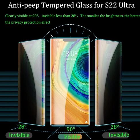 [2 +1] عبوة من الزجاج المقوى للخصوصية مصممة لهاتف Galaxy S22 Ultra 5G مقاس 6.8 بوصة مع قطعة واحدة من واقي عدسة الكاميرا من الزجاج المقوى، وقطعتين من طبقة الزجاج المقوى المضادة للخدش بصلابة 9H in Kuwait