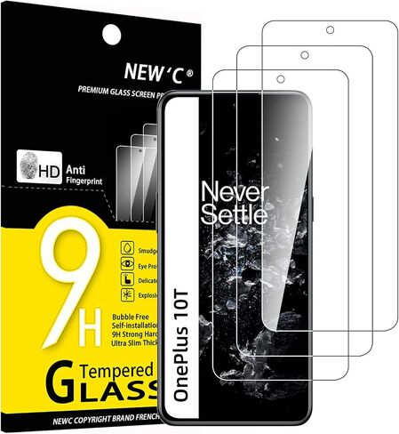 NEW'C [3 عبوات مصممة لهاتف OnePlus 10T 5G (6.7 بوصة) واقي شاشة من الزجاج المقسى، مضاد للخدش، خالٍ من الفقاعات، مقاوم للغاية in Saudi Arabia