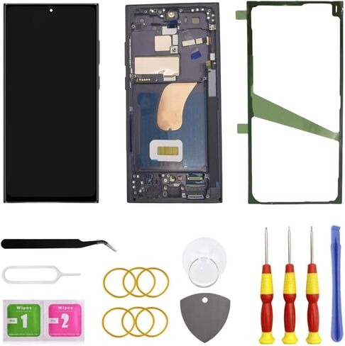 OLED for Samsung Galaxy S23 Ultra 5G LCD Screen Replacement for Samsung S23 Ultra Touch Digitizer Display Screen Assembly with Frame Toolkits S918U S918A US Version(Black) in Saudi Arabia