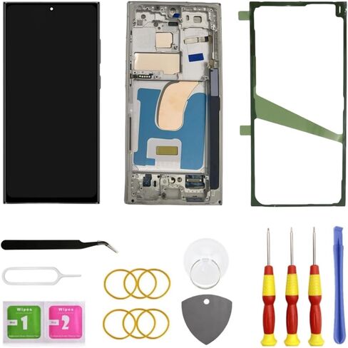 OLED for Samsung Galaxy S23 Ultra 5G LCD Screen Replacement for Samsung S23 Ultra Touch Digitizer Display Screen Assembly with Frame Toolkits S918U S918A US Version(Black) in Saudi Arabia