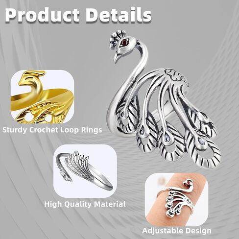 6 قطع من حلقات الكروشيه للكروشيه، حلقة حلقة كروشيه قابلة للتعديل، لوازم الحياكة والكروشيه للنساء هدايا الجدة الأم (الطاووس) in Kuwait