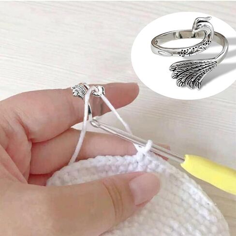 6 قطع من حلقات الكروشيه للكروشيه، حلقة حلقة كروشيه قابلة للتعديل، لوازم الحياكة والكروشيه للنساء هدايا الجدة الأم (الطاووس) in Kuwait