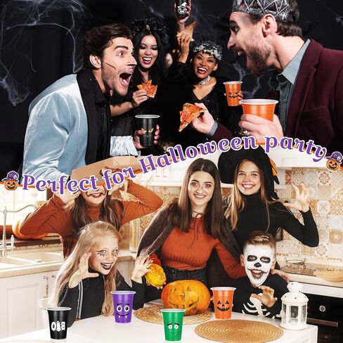 120 Pcs 12 oz Halloween Plastic Party Clear Cups Disposable Clear Cups for Halloween Party Favors Supplies Coffee (Vibrant) in Saudi Arabia