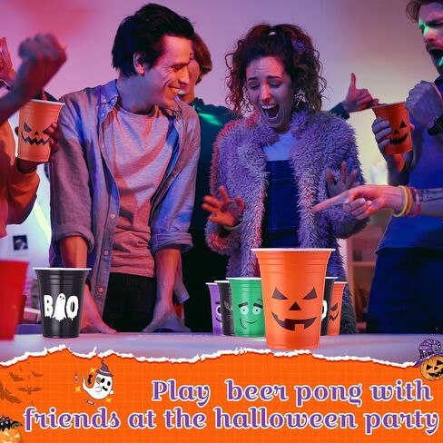 120 Pcs 12 oz Halloween Plastic Party Clear Cups Disposable Clear Cups for Halloween Party Favors Supplies Coffee (Vibrant) in Saudi Arabia