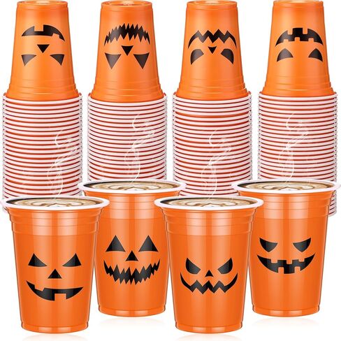 120 Pcs 12 oz Halloween Plastic Party Clear Cups Disposable Clear Cups for Halloween Party Favors Supplies Coffee (Vibrant) in Saudi Arabia
