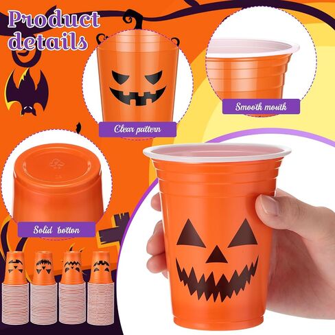 120 Pcs 12 oz Halloween Plastic Party Clear Cups Disposable Clear Cups for Halloween Party Favors Supplies Coffee (Vibrant) in Saudi Arabia
