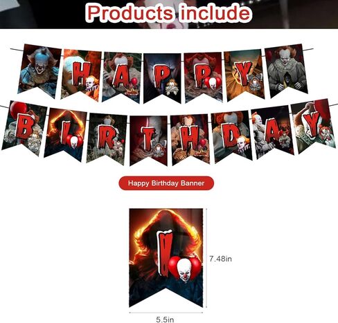 ديكورات حفلات الرعب الكلاسيكية، لوازم حفلات أعياد الميلاد لأفلام الهالوين تتضمن لافتة - أعلى الكعكة - 12 قطعة علوية للكب كيك - 18 بالونة in Kuwait