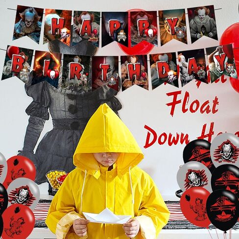 ديكورات حفلات الرعب الكلاسيكية، لوازم حفلات أعياد الميلاد لأفلام الهالوين تتضمن لافتة - أعلى الكعكة - 12 قطعة علوية للكب كيك - 18 بالونة in Kuwait