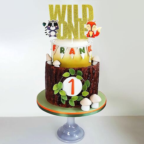 طبقة علوية للكيك من LaVenty Glitter Woodland Animals Wild One Cake Topper Fox First عيد ميلاد كعكة توبر Woodland Wild One عيد ميلاد ديكورات Woodland One Cake Top in Saudi Arabia