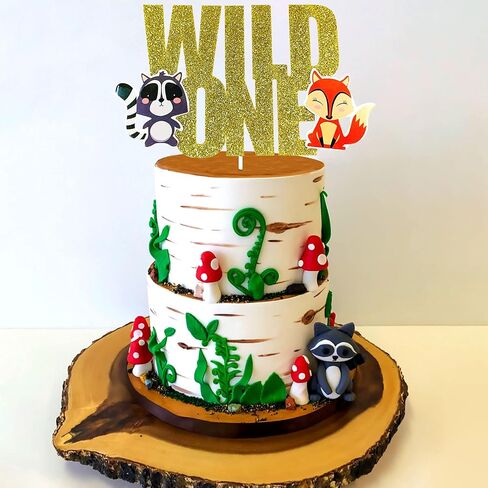 طبقة علوية للكيك من LaVenty Glitter Woodland Animals Wild One Cake Topper Fox First عيد ميلاد كعكة توبر Woodland Wild One عيد ميلاد ديكورات Woodland One Cake Top in Saudi Arabia