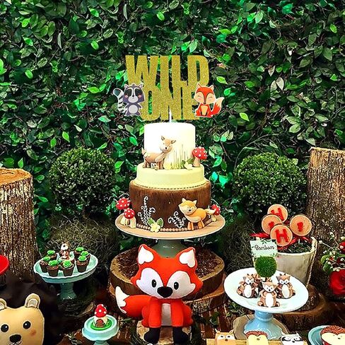 طبقة علوية للكيك من LaVenty Glitter Woodland Animals Wild One Cake Topper Fox First عيد ميلاد كعكة توبر Woodland Wild One عيد ميلاد ديكورات Woodland One Cake Top in Saudi Arabia