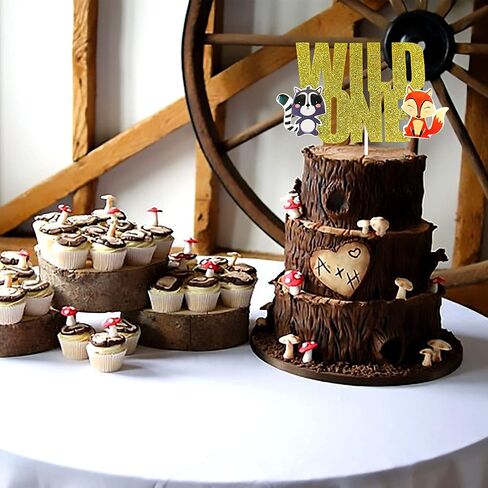 طبقة علوية للكيك من LaVenty Glitter Woodland Animals Wild One Cake Topper Fox First عيد ميلاد كعكة توبر Woodland Wild One عيد ميلاد ديكورات Woodland One Cake Top in Saudi Arabia