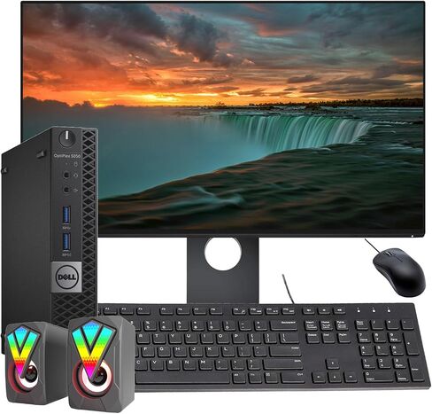 Dell OptiPlex 5050 Mini Desktop Computer, 24" FHD Monitor Bundle, RGB Speakers, PC Set, Intel Core i5-7600, 3.50-4.10GHz, 32GB RAM, 512GB SSD, DP Cable, Keyboard, Mouse, Windows 10Pro (Renewed) in Saudi Arabia