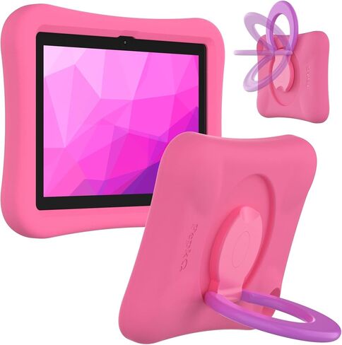 PEPKOO Kids Case for Fire HD 8 & HD 8 Plus Tablet, Light Weight Flexible Shockproof Cover with Foldable Handle Kickstand for Amazon Kindle Fire Tablet 10th Generation 2020, Pink Purple in Saudi Arabia