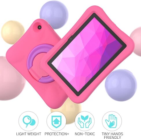 PEPKOO Kids Case for Fire HD 8 & HD 8 Plus Tablet, Light Weight Flexible Shockproof Cover with Foldable Handle Kickstand for Amazon Kindle Fire Tablet 10th Generation 2020, Pink Purple in Saudi Arabia