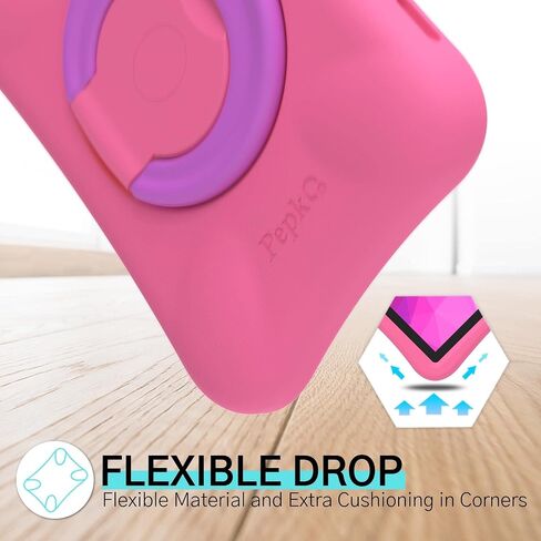 PEPKOO Kids Case for Fire HD 8 & HD 8 Plus Tablet, Light Weight Flexible Shockproof Cover with Foldable Handle Kickstand for Amazon Kindle Fire Tablet 10th Generation 2020, Pink Purple in Saudi Arabia