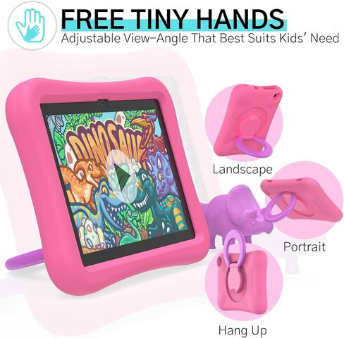 PEPKOO Kids Case for Fire HD 8 & HD 8 Plus Tablet, Light Weight Flexible Shockproof Cover with Foldable Handle Kickstand for Amazon Kindle Fire Tablet 10th Generation 2020, Pink Purple in Saudi Arabia