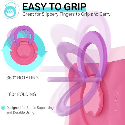 PEPKOO Kids Case for Fire HD 8 & HD 8 Plus Tablet, Light Weight Flexible Shockproof Cover with Foldable Handle Kickstand for Amazon Kindle Fire Tablet 10th Generation 2020, Pink Purple in Saudi Arabia