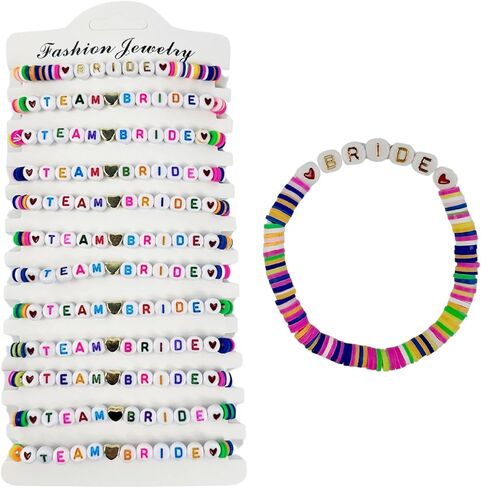 حفلة العازبة المفضلة 12 قطعة أساور فريق العروس الطين سوار مطرز لحفل الزفاف دش الصيف الشاطئ حفل زفاف in Kuwait