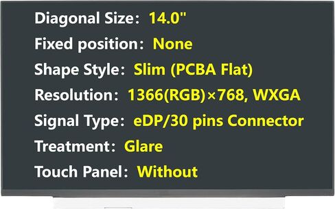 استبدال شاشة جديدة لـ NT140WHM-N34/43 NT140WHM-N51، N140BGA-EB4، B140XTN07.3، موصل eDP/30 دبابيس 14.0 بوصة، 1366(RGB)×768 HD، وهج، لوحة عرض كمبيوتر محمول LCD LED (N140BGA-EB4) in Saudi Arabia