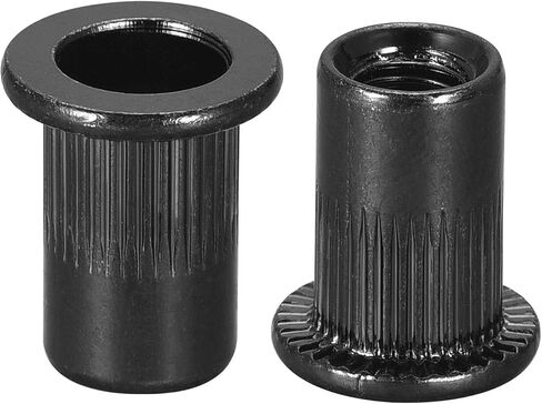 uxcell M5 Rivet Nuts Carbon Steel Zinc-Plated Knurled Flat Head Threaded Insert Nut Black 50Pcs in Saudi Arabia