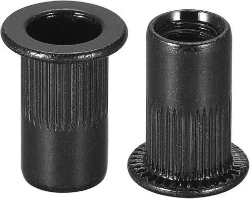 uxcell M5 Rivet Nuts Carbon Steel Zinc-Plated Knurled Flat Head Threaded Insert Nut Black 50Pcs in Saudi Arabia