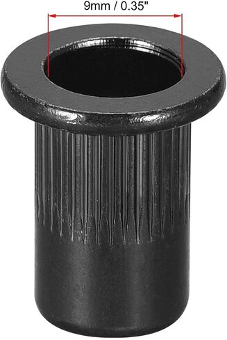 uxcell M5 Rivet Nuts Carbon Steel Zinc-Plated Knurled Flat Head Threaded Insert Nut Black 50Pcs in Saudi Arabia