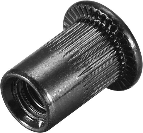 uxcell M5 Rivet Nuts Carbon Steel Zinc-Plated Knurled Flat Head Threaded Insert Nut Black 50Pcs in Saudi Arabia