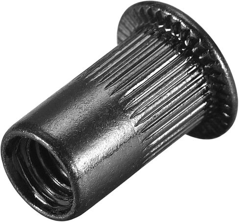 uxcell M5 Rivet Nuts Carbon Steel Zinc-Plated Knurled Flat Head Threaded Insert Nut Black 50Pcs in Saudi Arabia