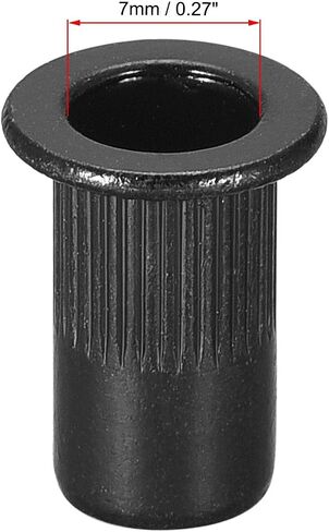 uxcell M5 Rivet Nuts Carbon Steel Zinc-Plated Knurled Flat Head Threaded Insert Nut Black 50Pcs in Saudi Arabia