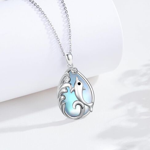 Ocean Jewelry 925 Sterling Silver Cute Turtle/Starfish/Dolphin/Shark/Whale Necklace with Moonstone Ocean Gifts for Women Girls Wife Her in Kuwait