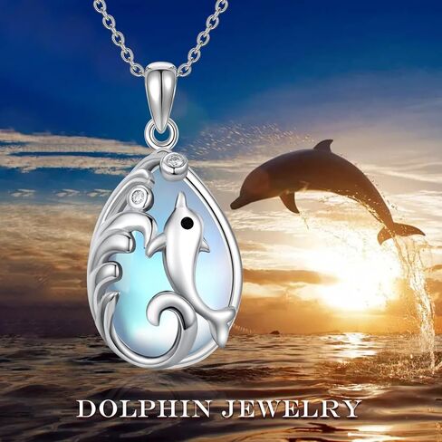 Ocean Jewelry 925 Sterling Silver Cute Turtle/Starfish/Dolphin/Shark/Whale Necklace with Moonstone Ocean Gifts for Women Girls Wife Her in Kuwait