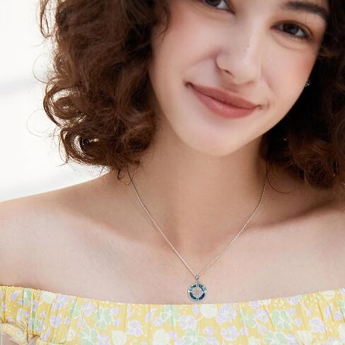 MONGAS Ocean Necklace Compass/Mermaid/Dolphin/Anchor/Crab/Palm Tree/Mermaid Tail Necklace Sterling Silver Crystal Pendant Necklace Beach Nautical Jewelry Gifts for Women Girls in Saudi Arabia