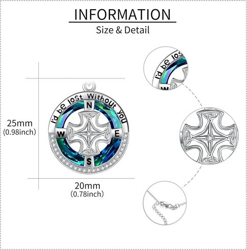 MONGAS Ocean Necklace Compass/Mermaid/Dolphin/Anchor/Crab/Palm Tree/Mermaid Tail Necklace Sterling Silver Crystal Pendant Necklace Beach Nautical Jewelry Gifts for Women Girls in Saudi Arabia
