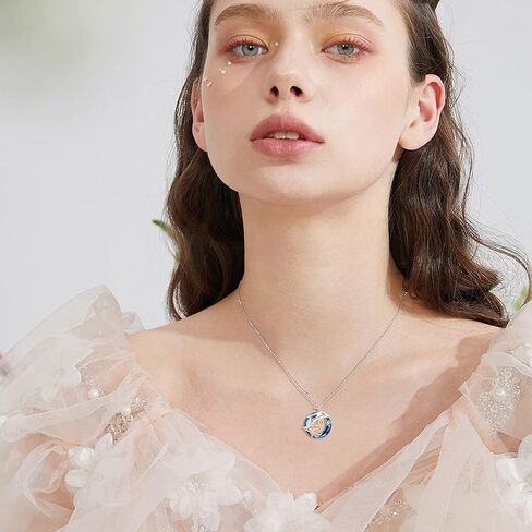 MONGAS Ocean Necklace Compass/Mermaid/Dolphin/Anchor/Crab/Palm Tree/Mermaid Tail Necklace Sterling Silver Crystal Pendant Necklace Beach Nautical Jewelry Gifts for Women Girls in Saudi Arabia