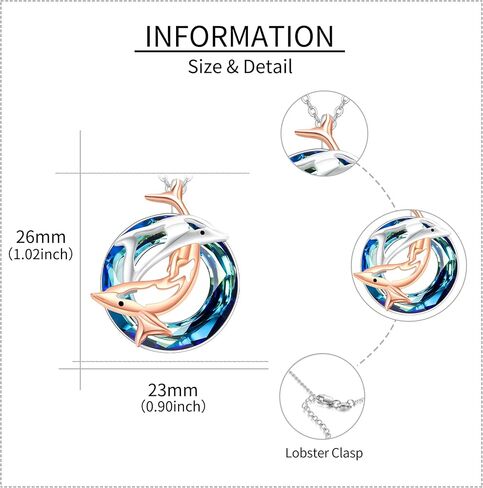 MONGAS Ocean Necklace Compass/Mermaid/Dolphin/Anchor/Crab/Palm Tree/Mermaid Tail Necklace Sterling Silver Crystal Pendant Necklace Beach Nautical Jewelry Gifts for Women Girls in Saudi Arabia