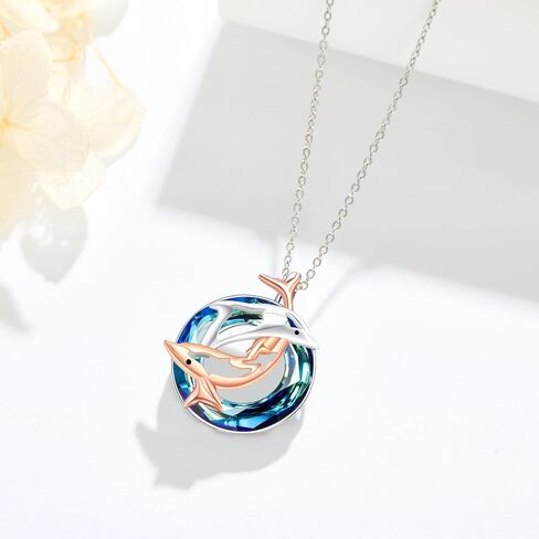 MONGAS Ocean Necklace Compass/Mermaid/Dolphin/Anchor/Crab/Palm Tree/Mermaid Tail Necklace Sterling Silver Crystal Pendant Necklace Beach Nautical Jewelry Gifts for Women Girls in Saudi Arabia