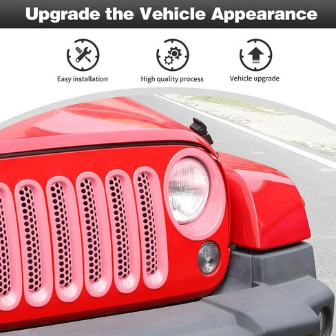 CheroCar for JK Mesh Grille Grill Insert & Headlight Cover Trim Exterior Accessories for Jeep Wrangler JK 2007-2017,Chrome… in Kuwait