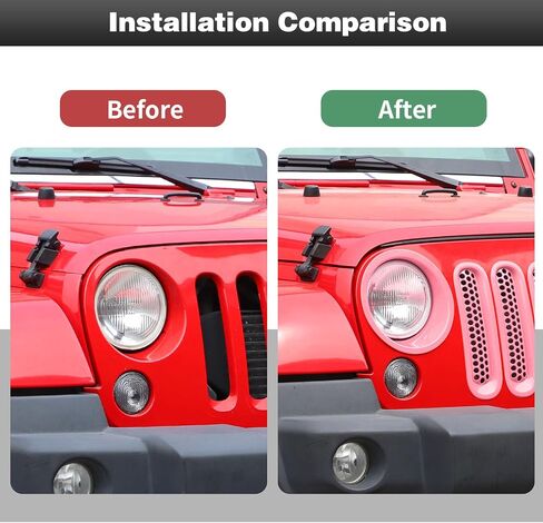 CheroCar for JK Mesh Grille Grill Insert & Headlight Cover Trim Exterior Accessories for Jeep Wrangler JK 2007-2017,Chrome… in Kuwait