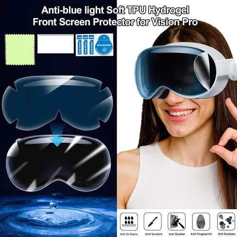 3PCS Protective Film for Vision Pro 2024, [Anti-Scratch][Bubble Free] HD Clear Vision Pro VR Headset Screen Protector, Flexible TPU 3D Curved VR Headset Glasses Screen Film for Vision Pro Accessories in Saudi Arabia